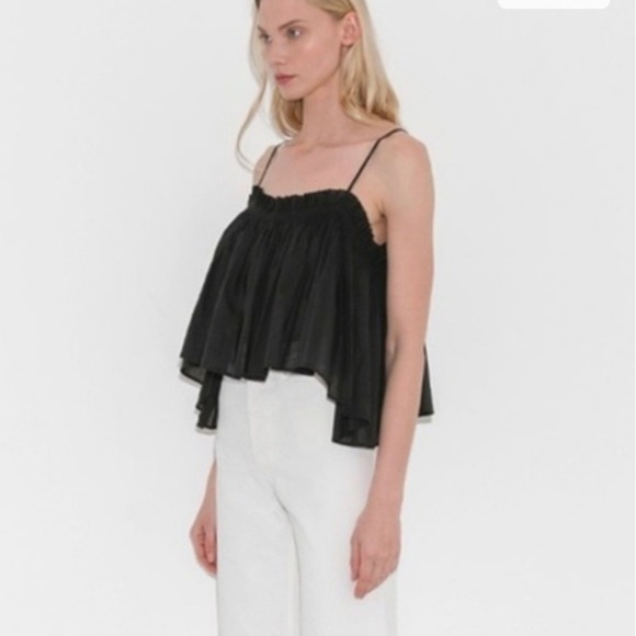 Apiece Apart Tops - Apiece Apart‎ Black Cotton Cropped Camisole Flowy Flounce Top Size 8 Black